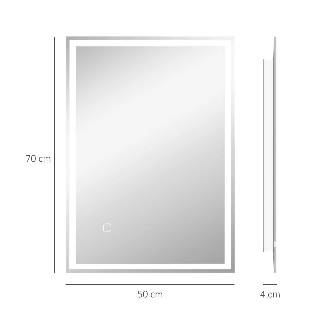 Specchio da bagno, specchio a parete con LED e interruttore touch, bianco