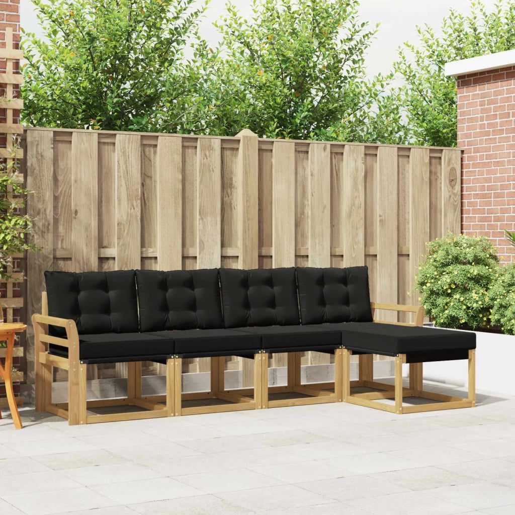 Set di divani da esterno con cuscino 5 pcs Bianco e Nero 3389382