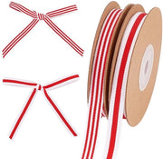 Tessuto di decorazione 18,3 m - Rood/Wit a strisce - 3/8 pollici (10 mm) - Grosgrano in poliestere - Decorativo tessuto di decorazione - Per imballo di regalo - Decorativo tessuto di decorazione