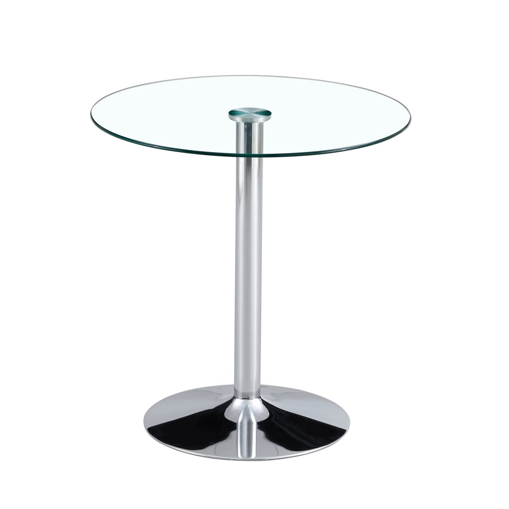Tavolo Rotondo in Vetro con 2 Sgabelli ¨C MINIMAL ¨C ?89 cm, Gambe Argento