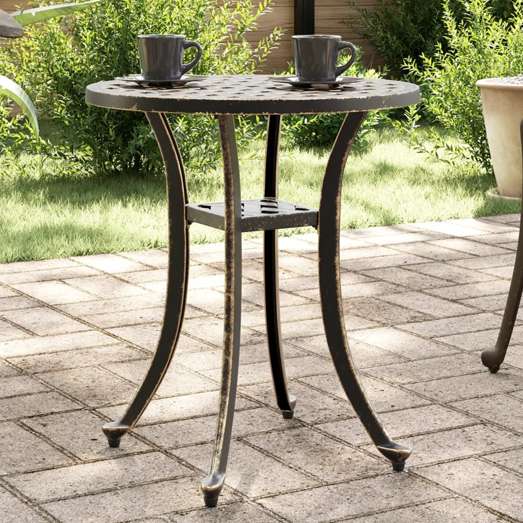 Tavolo da Giardino | Tavolino da esterno Bronzo ?48x53 cm in Alluminio Pressofuso
