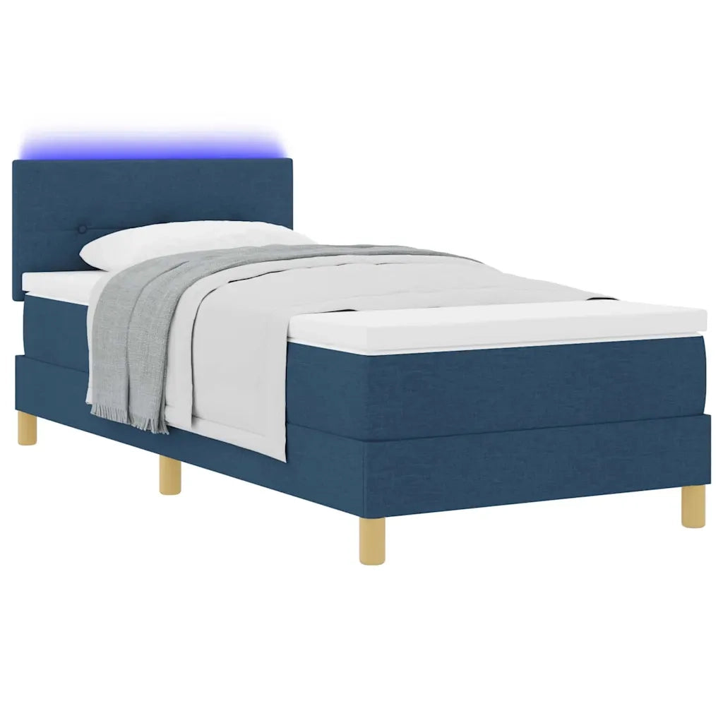 Letto a Sorgente LED con strisce LED Blu 90 x 200 cm Tessuto 3342414