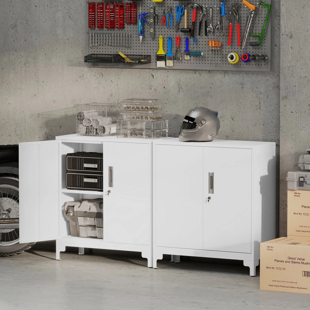 Armadio Metallo 2 Ante con Serratura ¨C Xylo ¨C Bianco 80x35x91cm