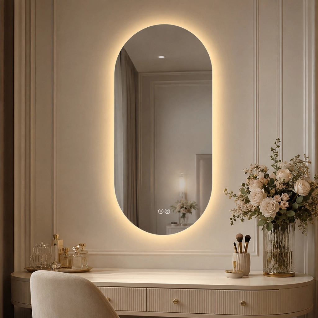 Specchio da bagno LED 60x120 cm con touch, anti-appannamento, 3 temperature luce e dimmerazione