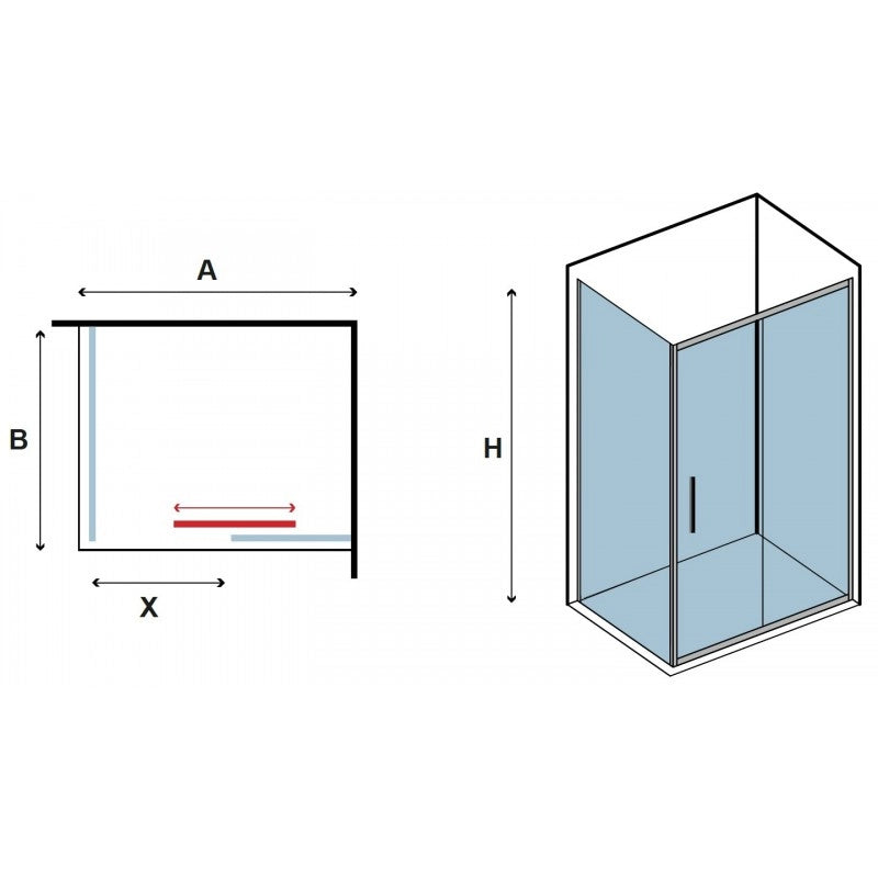 Box doccia LEA 400 120x75 x200 cm profilo nero