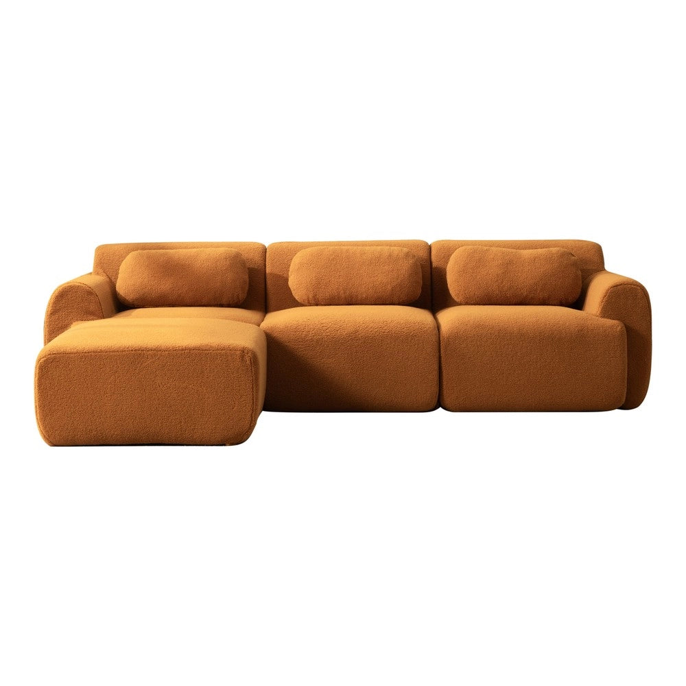 Divano Modulare in Tessuto Chenille ¨C MINIMAL ¨C Caramel, Morbido, Antimacchia