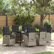 Set da Pranzo per Giardino 7 pcs Grigio chiaro polyrattan