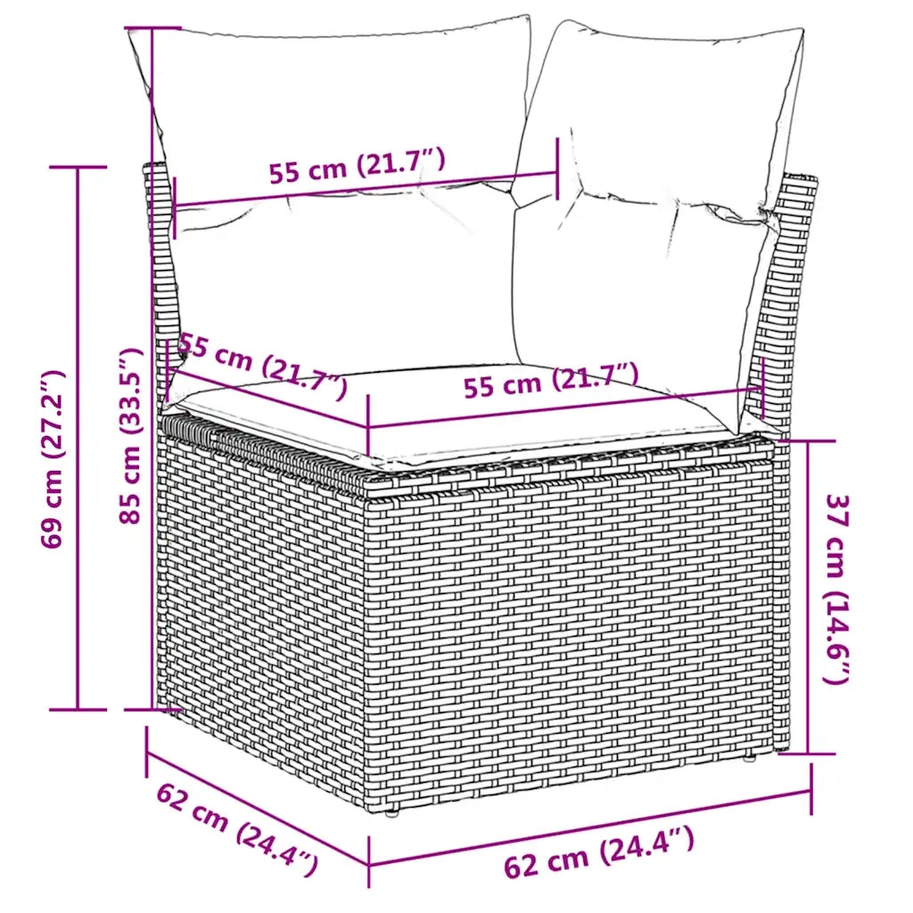 Set Divano da Giardino 5 pz con Cuscini Beige in Polyrattan