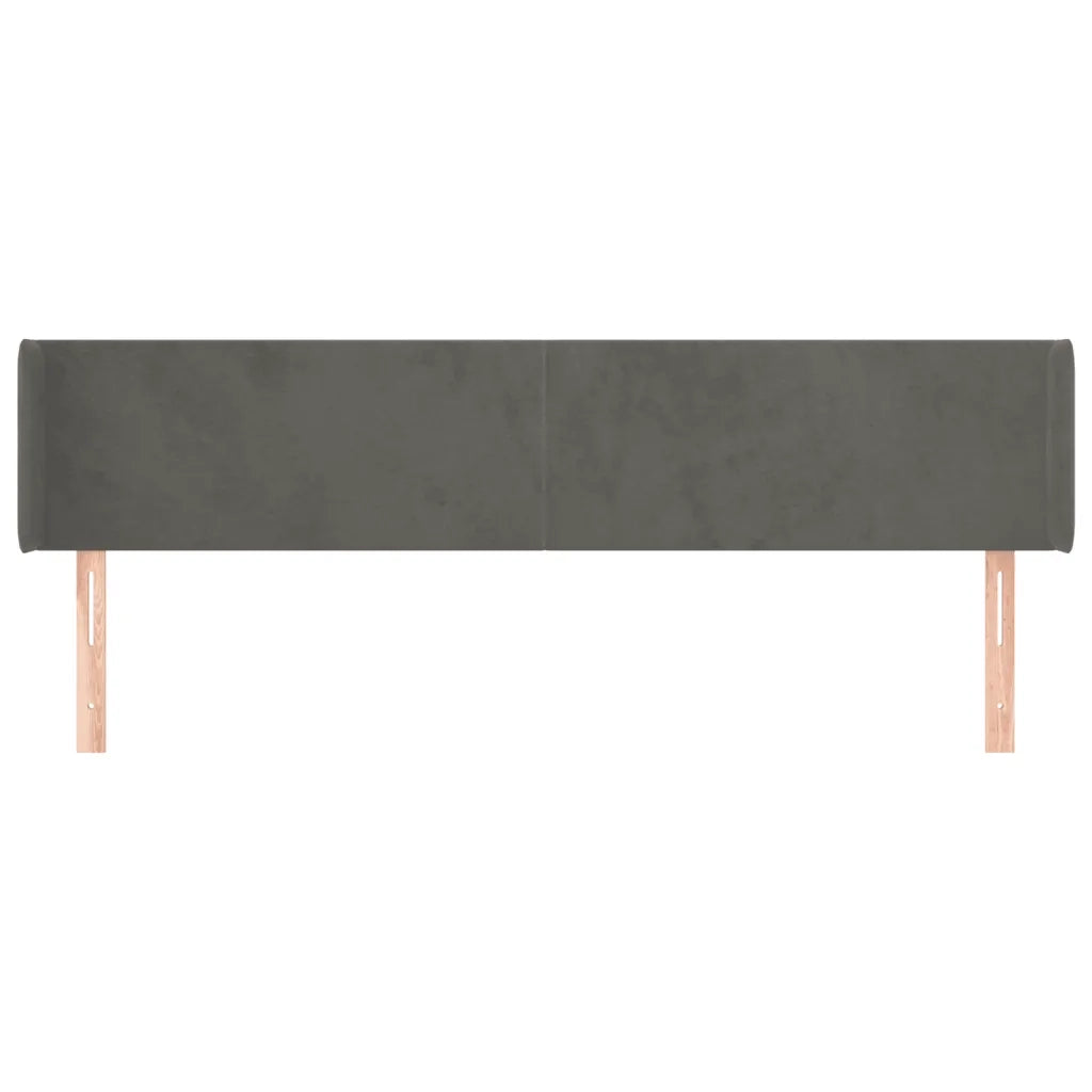 Testiera ad Orecchio-Testata con Orecchie Grigio Scuro 183x16x78/88 cm in Velluto 174590