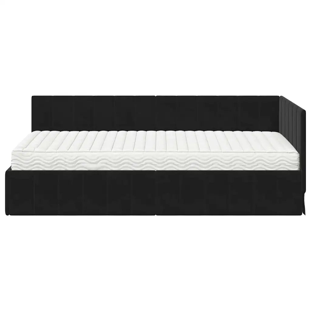 Struttura Letto Angolare con Materasso 2 pcs Nero Velluto 3393863
