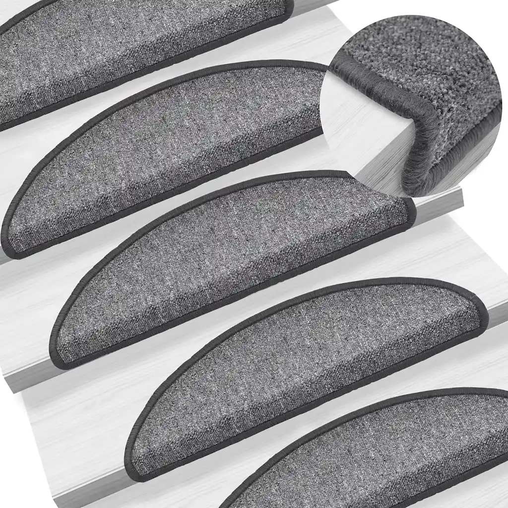 Tappetini per scale 30 pz | Gradini per Scale 56x17x3 cm Grigio scuro Semicircolari