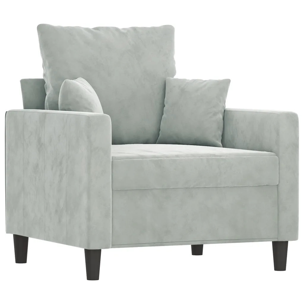 Set di Divani 4 pz con Cuscini Grigio Chiaro in Velluto