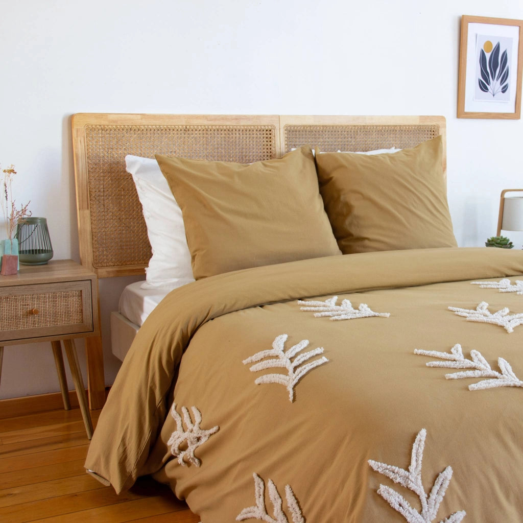 Set biancheria da letto in cotone color senape, 2 posti