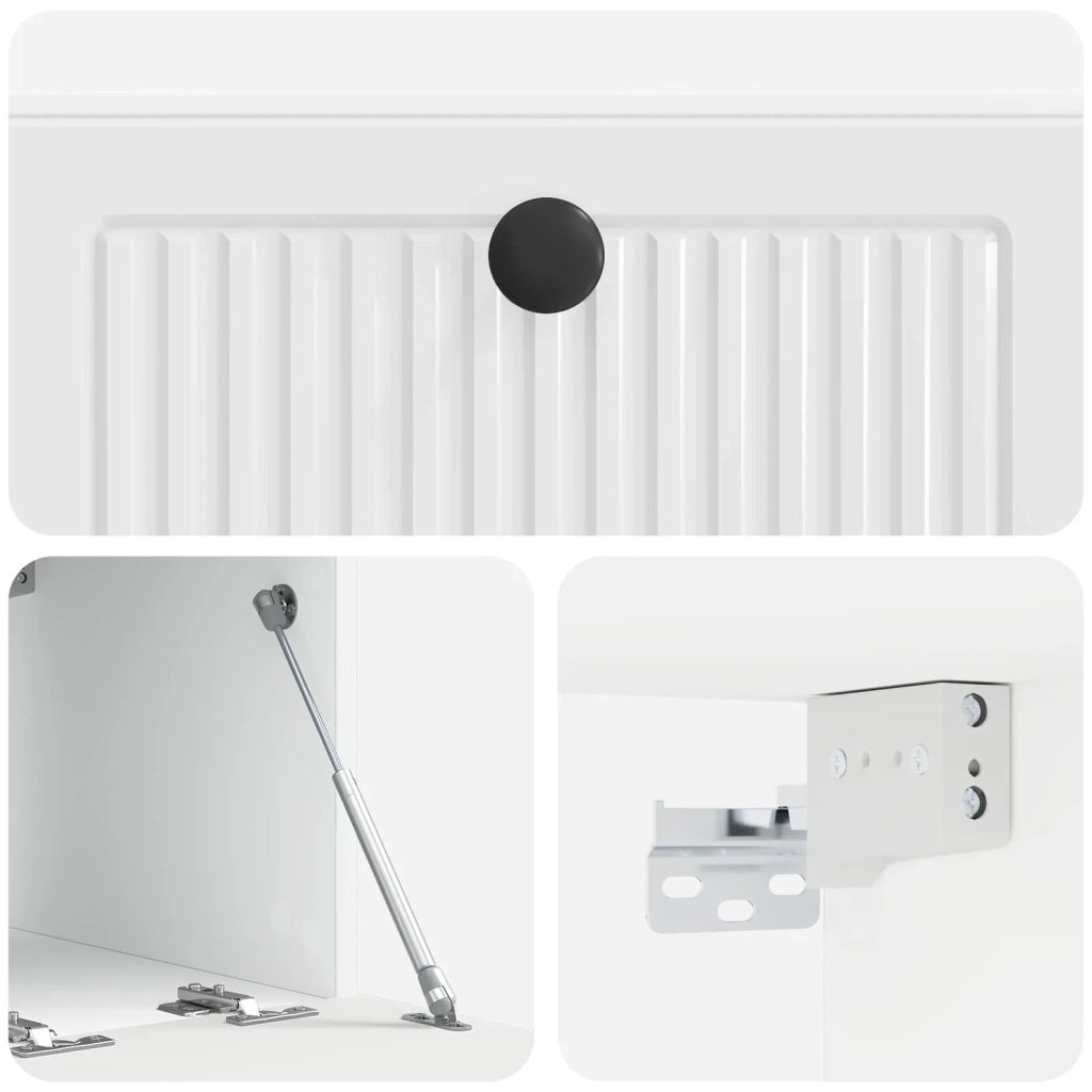 Mobile Porta TV da Muro-Credenza per TV sospesa Bianco Lucido 59,5 x 41 x 30 cm 758172