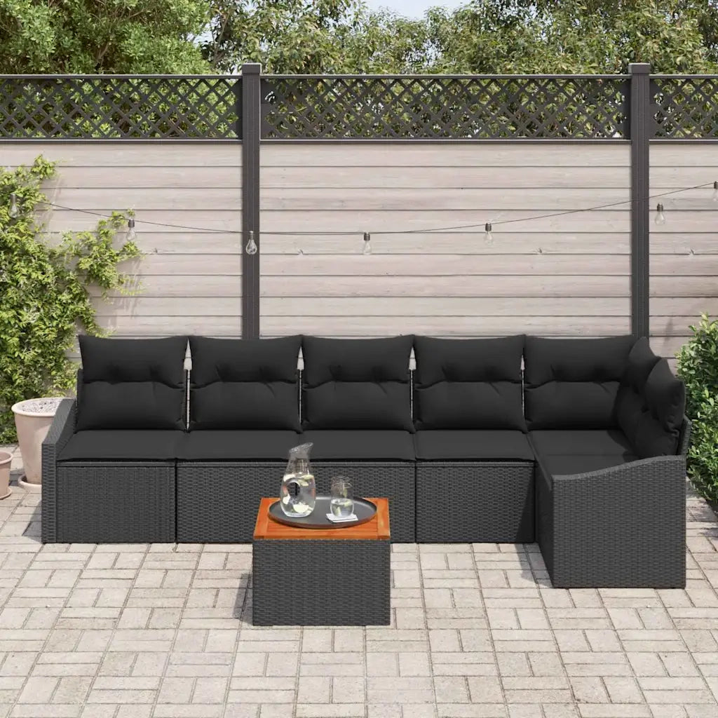 Set Divano da Giardino con archiviazione 7 pcs Nero polyrattan 3356511