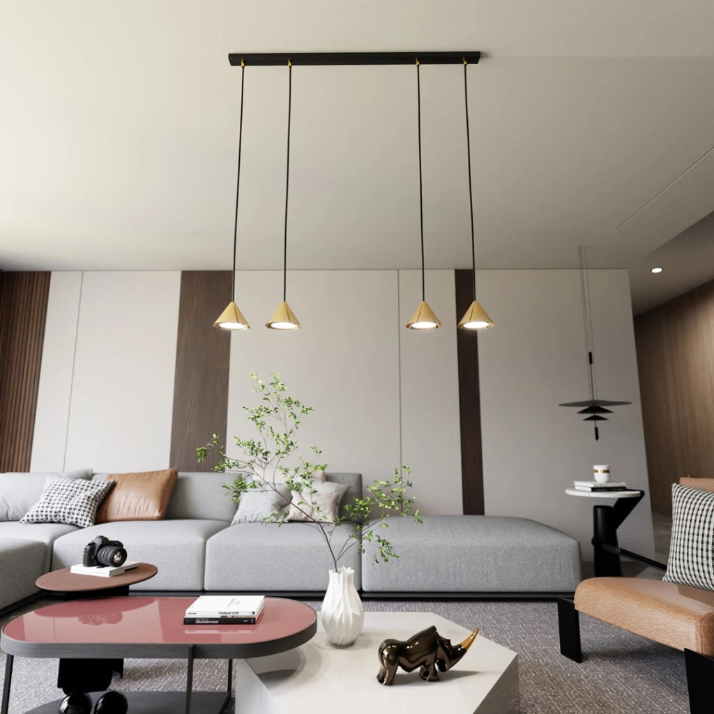 Lampada a sospensione Emibig ELIT barra nera oro 4xGX53