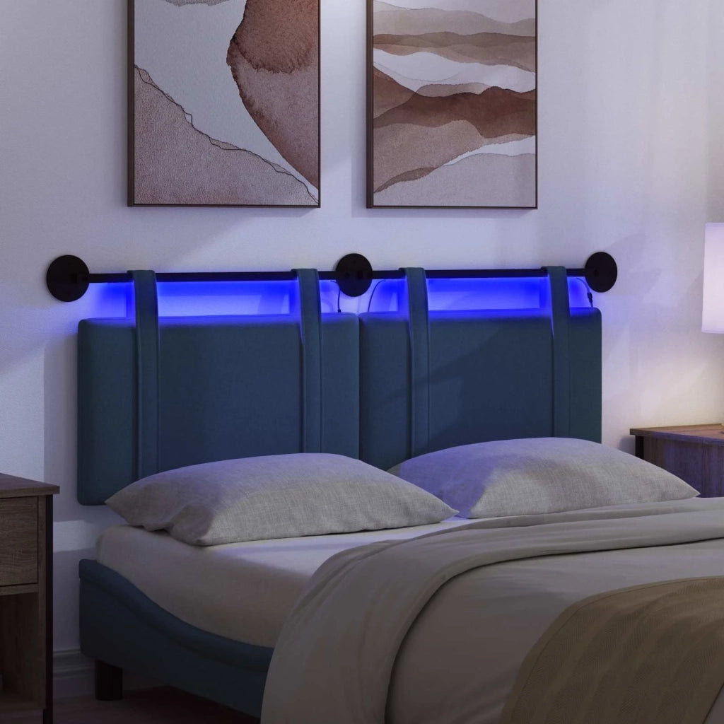 Testiera | Testata sospesa Con luce LED Blu Tessuto