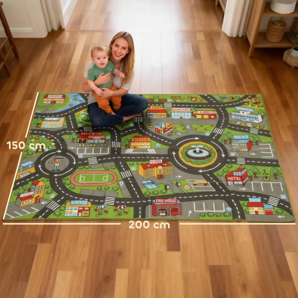 Tappeto Gioco Citt¨¤ Stradale per Bambini ¨C Xylo ¨C 200x150 cm Antiscivolo