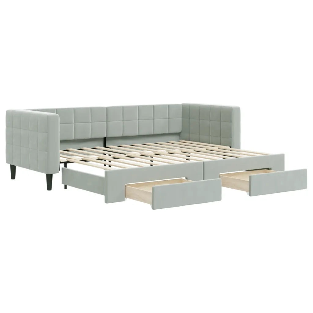 Divano letto | Sof¨¤ letto | Letto singolo Estraibile Cassetti Grigio Chiaro 80x200cm Velluto