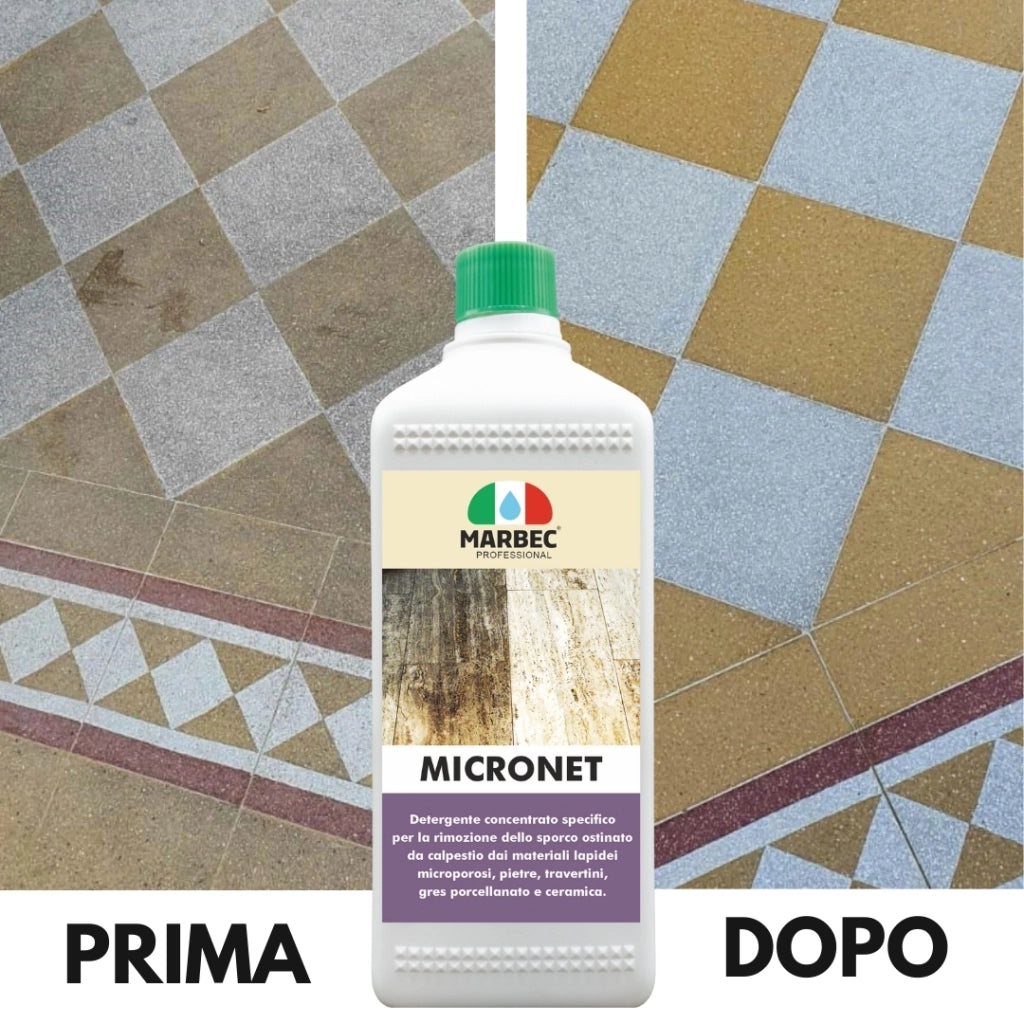 Detergente per gres porcellanato e pietre MICRONET   1LTx6Pz