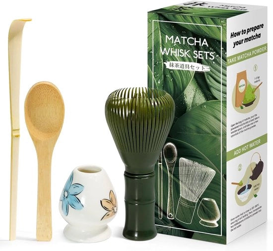 Set per cerimonia del tè - 4 pezzi - bambù - finitura lucida bianca