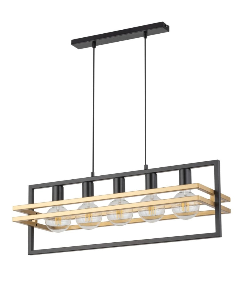 Lampada a sospensione loft 5 luci nero/oro Merci Sigma