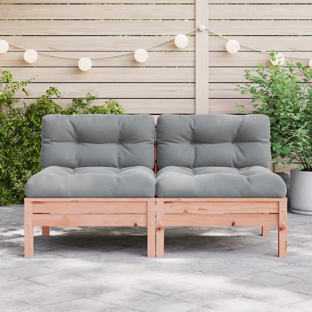 Divano da esterno-Divani Giardino Senza Braccioli con Cuscini 2 pz Legno Douglas 213551
