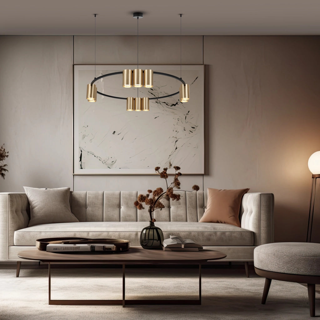 Lampadario rotondo 10xGU10 nero/ottone Genesis Milagro