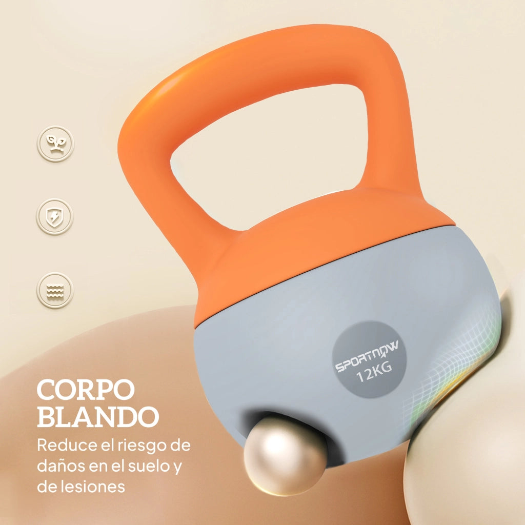 Kettlebell 12 kg ¨C Minimal ¨C Arancione Grigio 21x21x30 cm