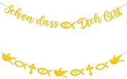 Decorazione per Feste con Motivi di Pesci, Croci e Colombe - Luminoso e Sostenibile - Cartone Durevole - Decorazione Reutilizzabile
