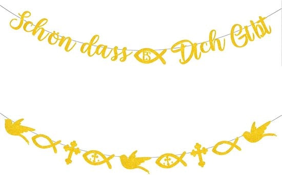 Decorazione per Feste con Motivi di Pesci, Croci e Colombe - Luminoso e Sostenibile - Cartone Durevole - Decorazione Reutilizzabile