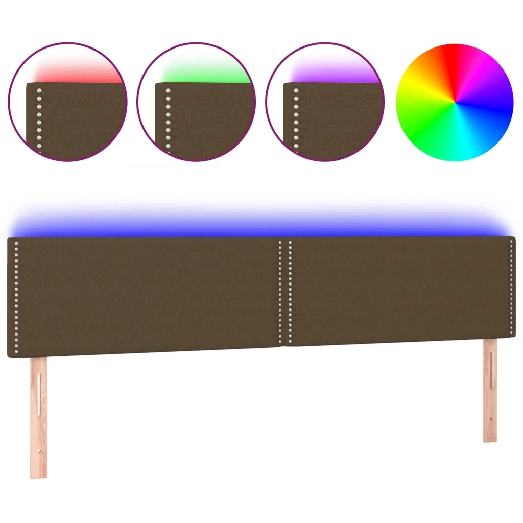 Testiera a LED Marrone Scuro 180x5x78/88 cm in Tessuto 3121489