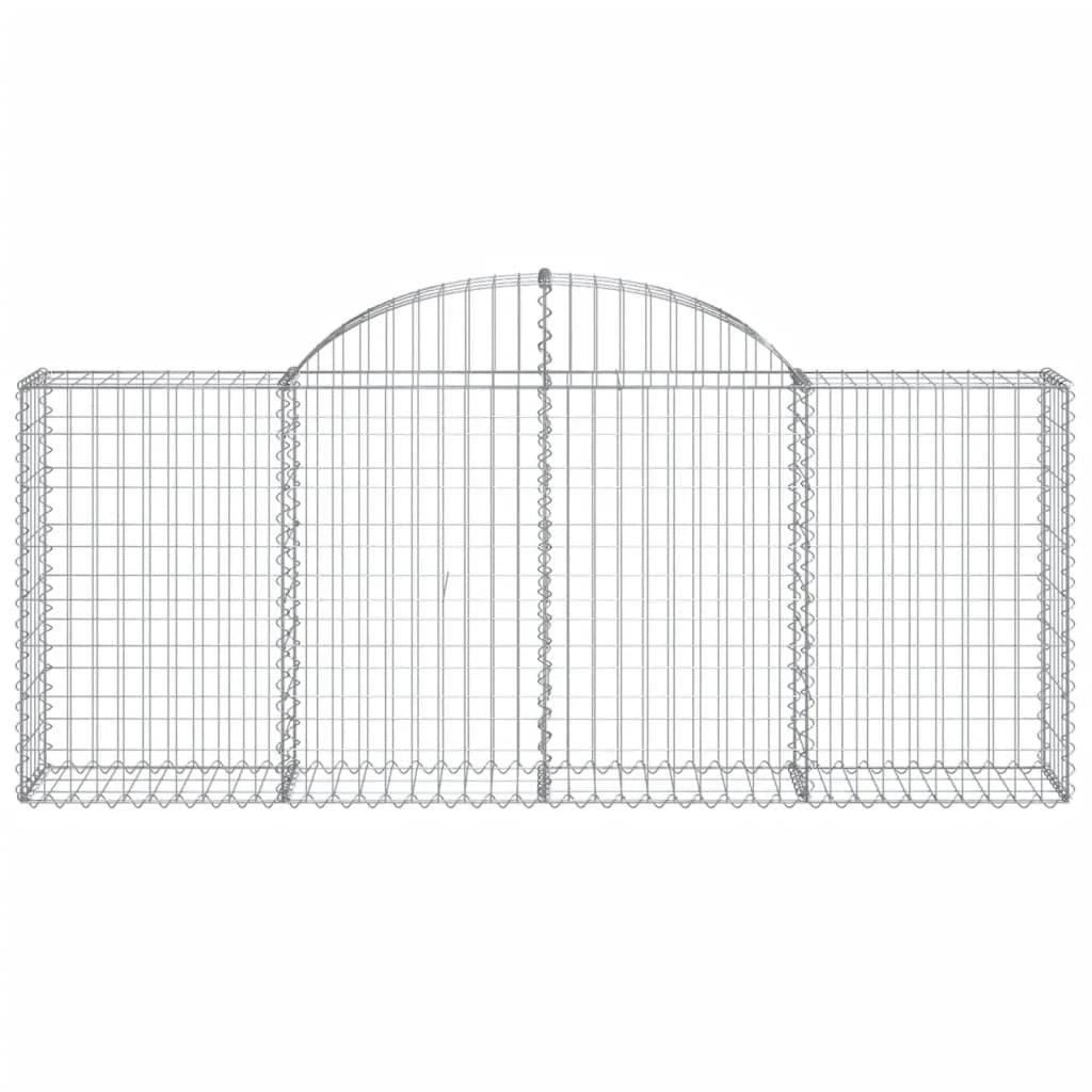 Cestini gabbioni recinzione a gabbia muro di contenimento ad arco 5 pezzi 200 x 30 x 80/100 cm ferro zincato argento 02_0040882