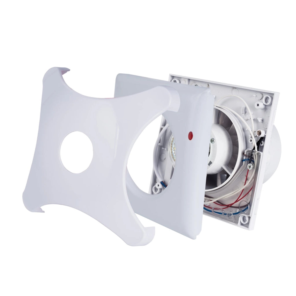 Ventola Aspirazione Bagno Da Muro o Soffitto Piccolo e Potente 171X171mm Foro 100mm Profondità 84,6mm 10W 230V 50Hz 150m³/h 30dB