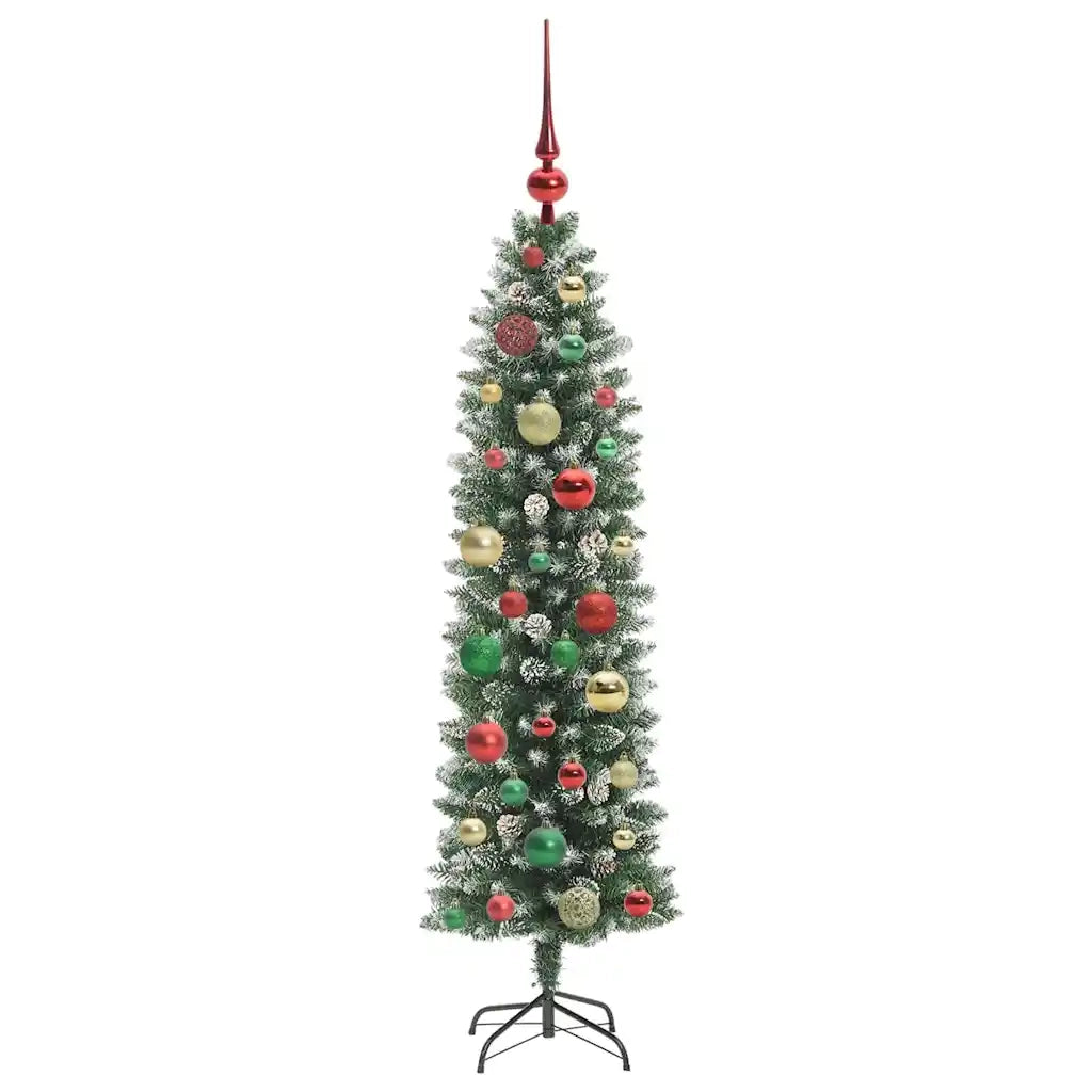 Albero di Natale Artificiale Sottile Verde e Bianco 120 cm 3395277