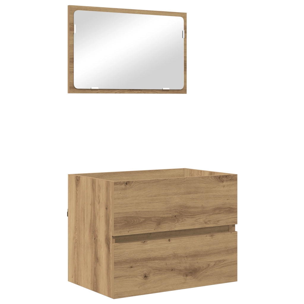 Set di mobili per il bagno 2 pezzi in rovere artigianale e legno ingegnerizzato