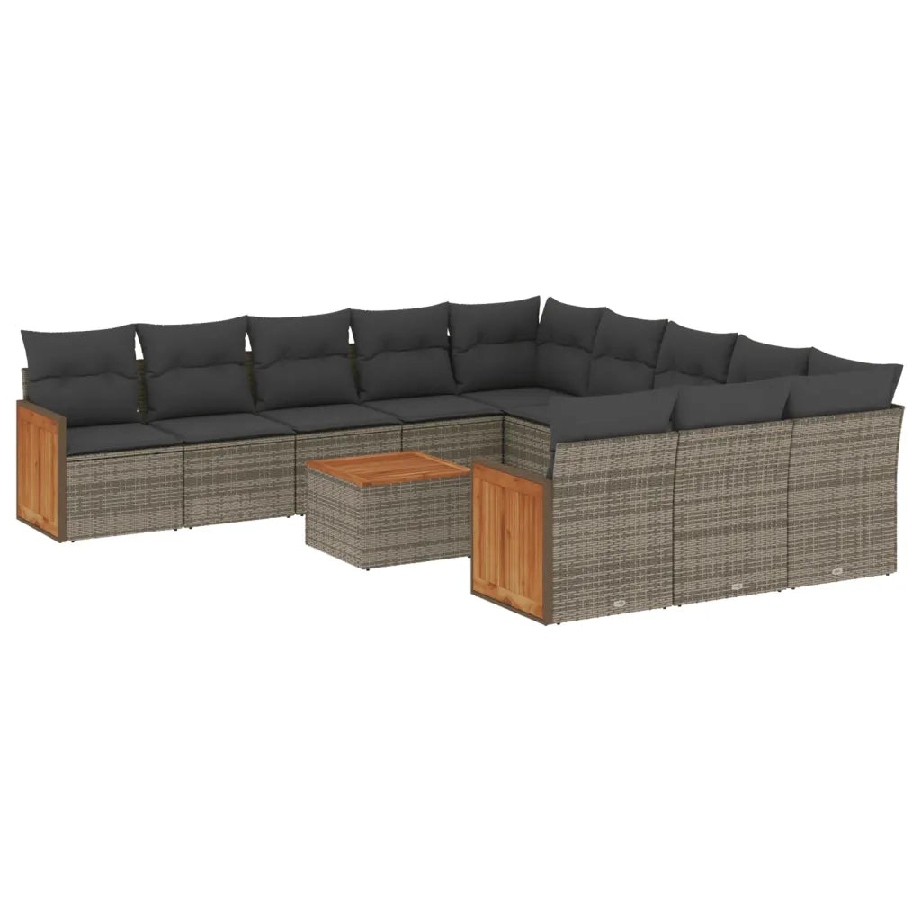 Set Divani da Giardino 12 pz con Cuscini Grigio in Polyrattan 3260520