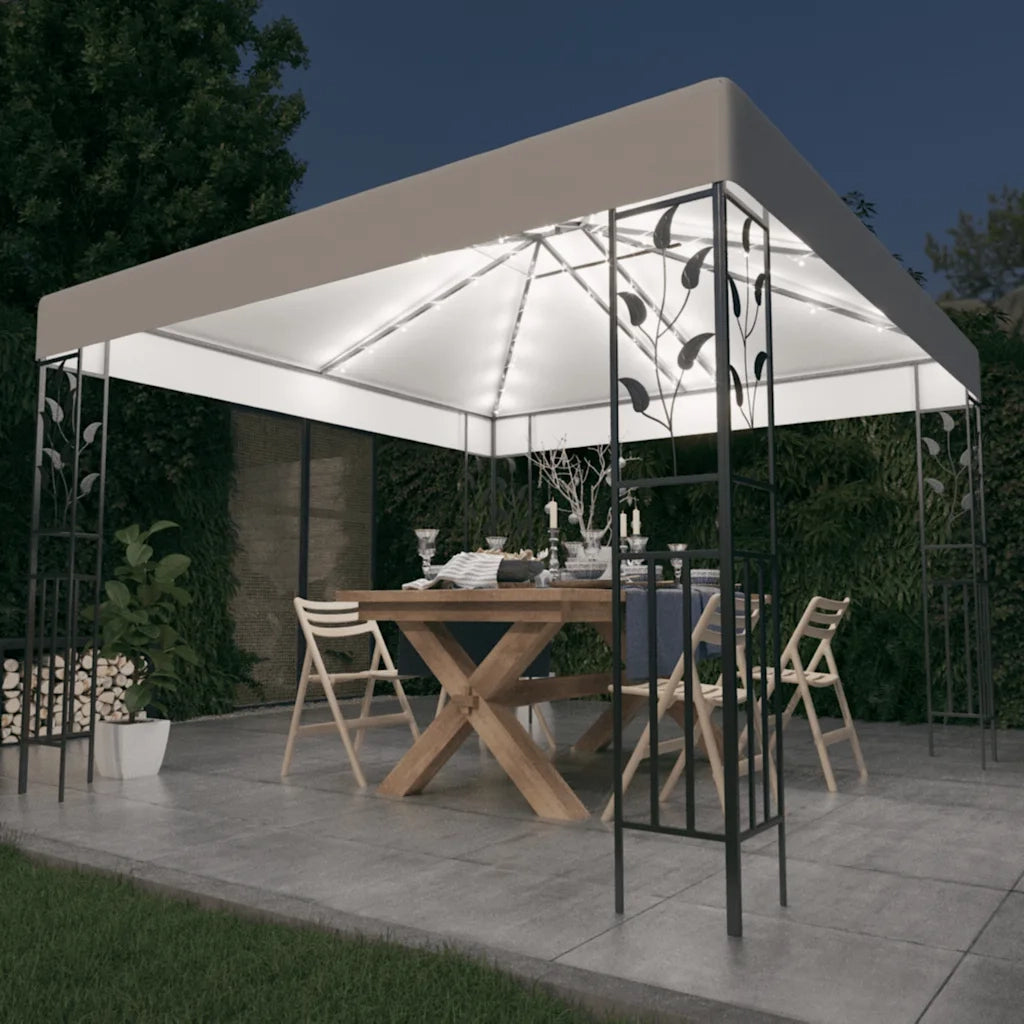 Gazebo | Pergolato con Luci LED a Stringa 3x3 m Bianco