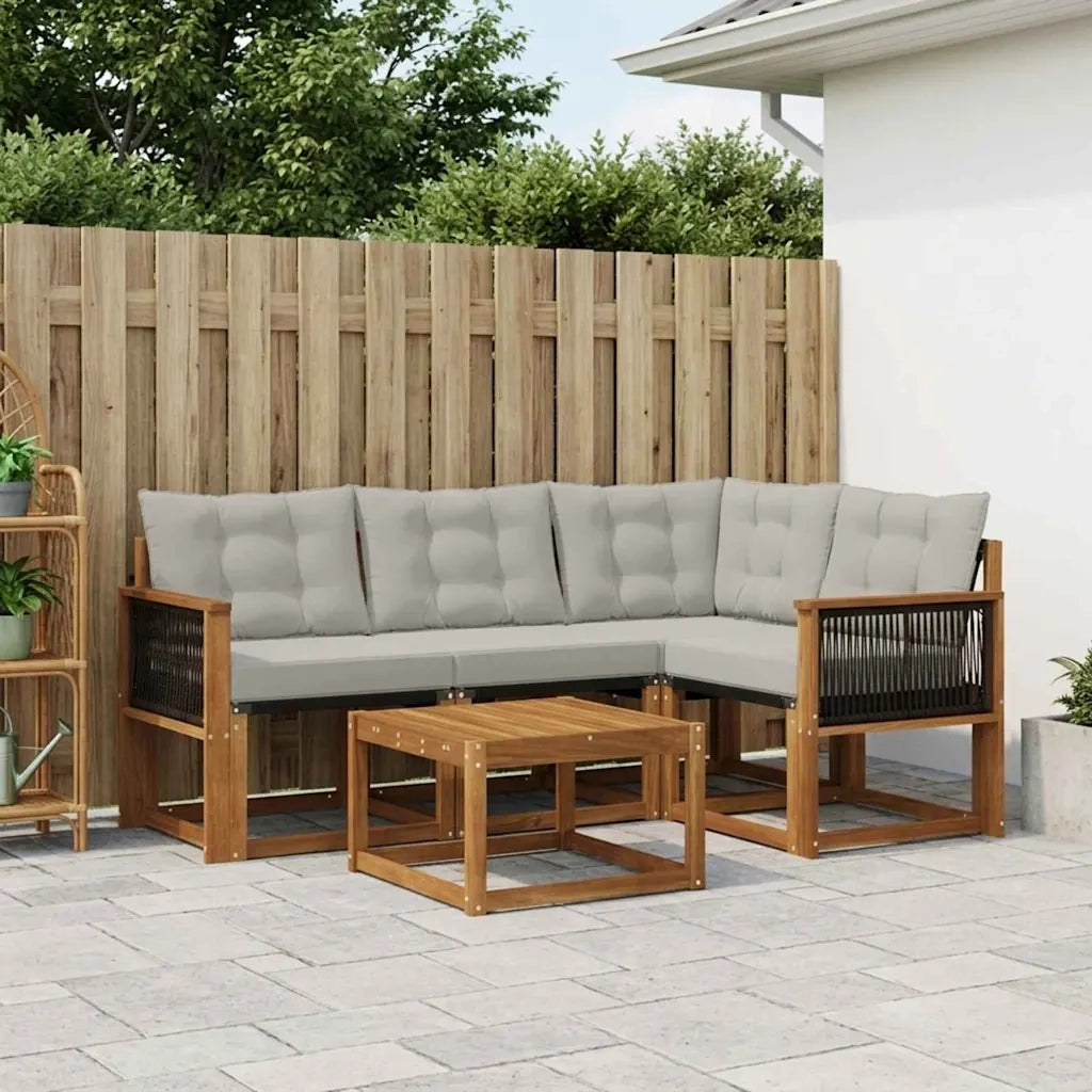 Set di divani da esterno 5 pcs Naturale e Grigio Chiaro 3381935