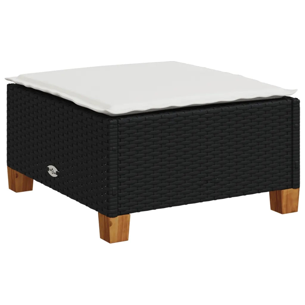 Set Divani da Giardino con Cuscini 7pz Nero Polyrattan