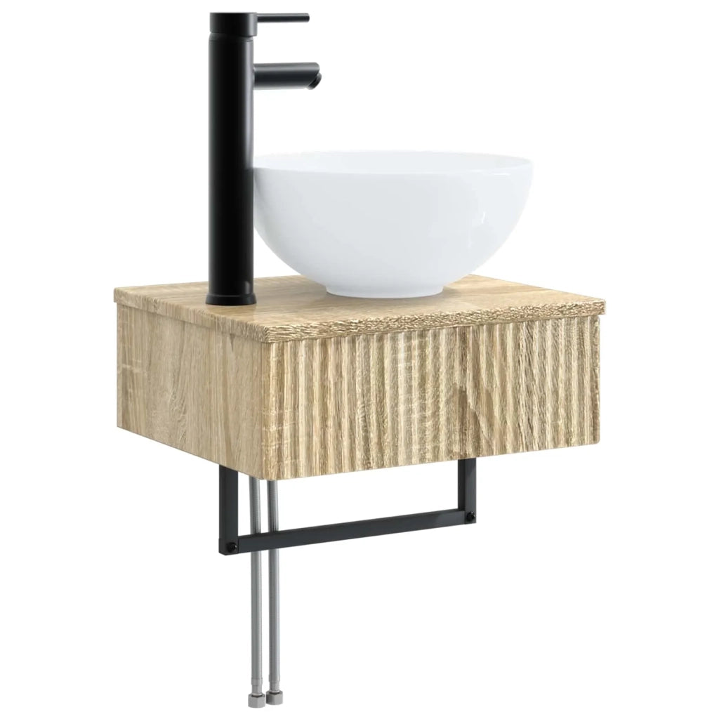 Set di mobili per il bagno 3 pz Rovere Sonoma 3405579