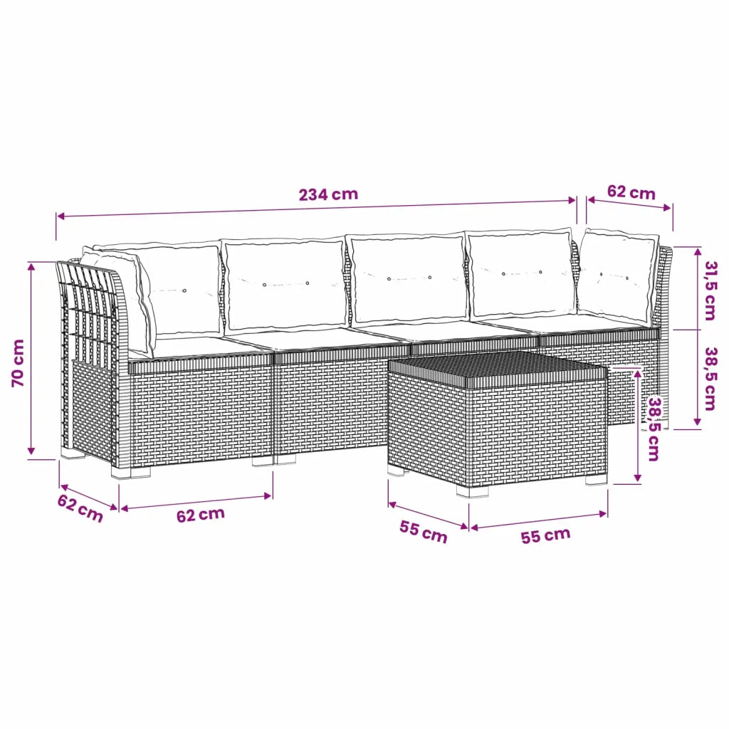 Divano da Giardino a 4 Posti con Cuscini in Stile Rattan PP 3443879