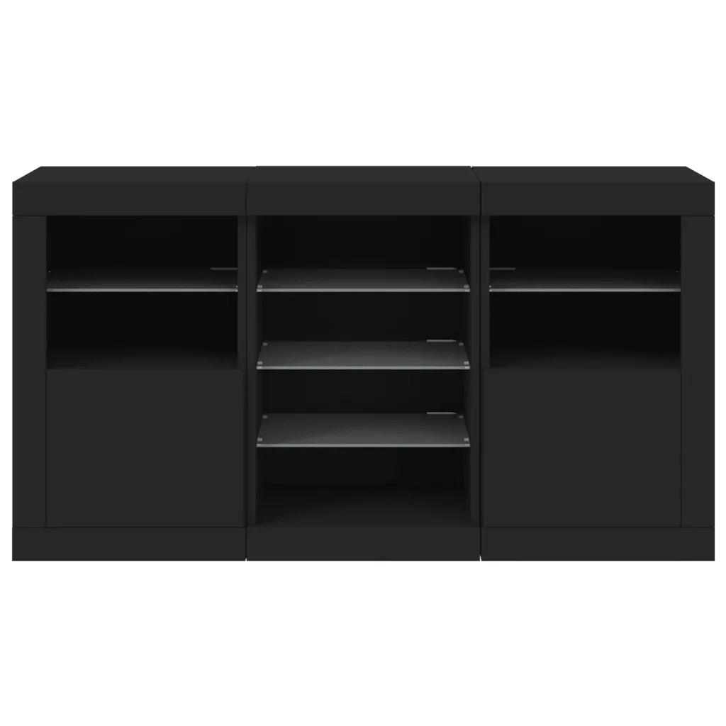 Credenza con Luci LED Nera 123x37x67 cm