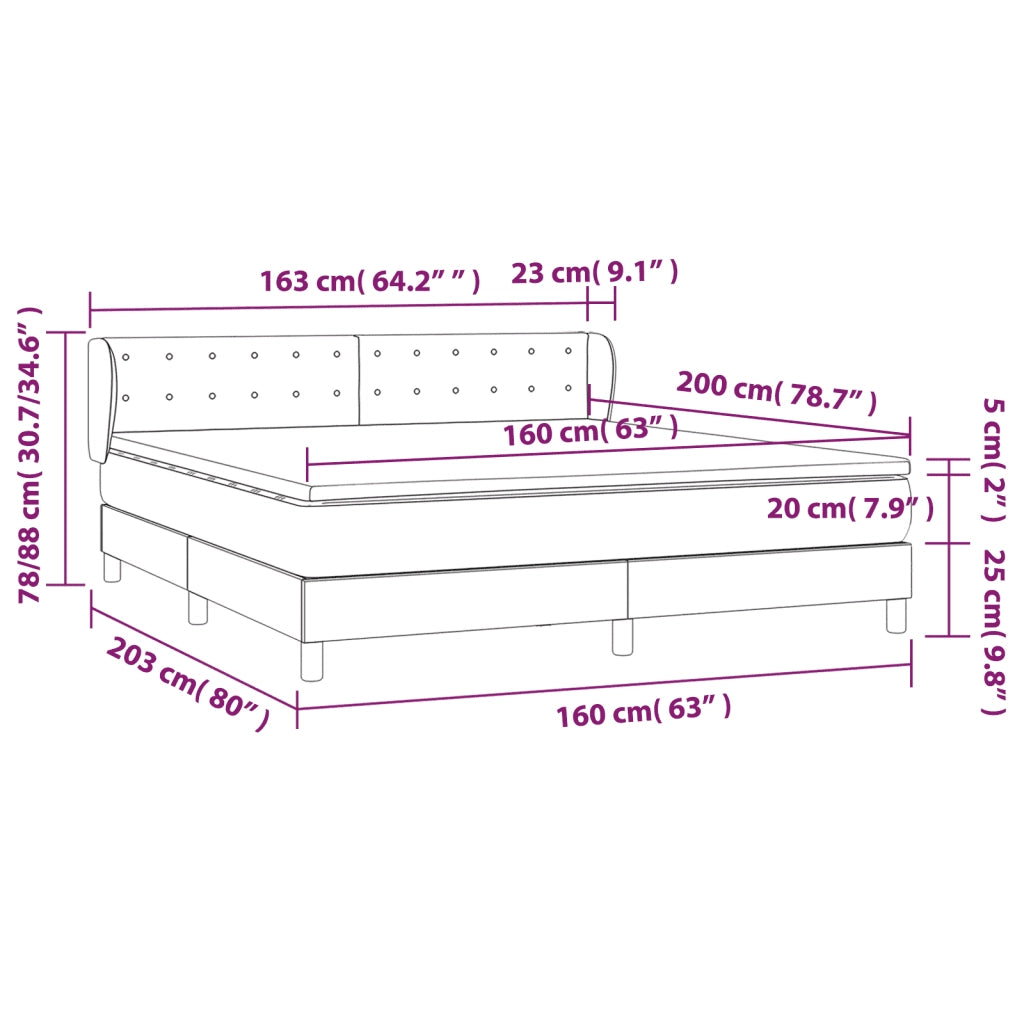 Giroletto a Molle con Materasso Rosa 160x200 cm in Velluto 3127744