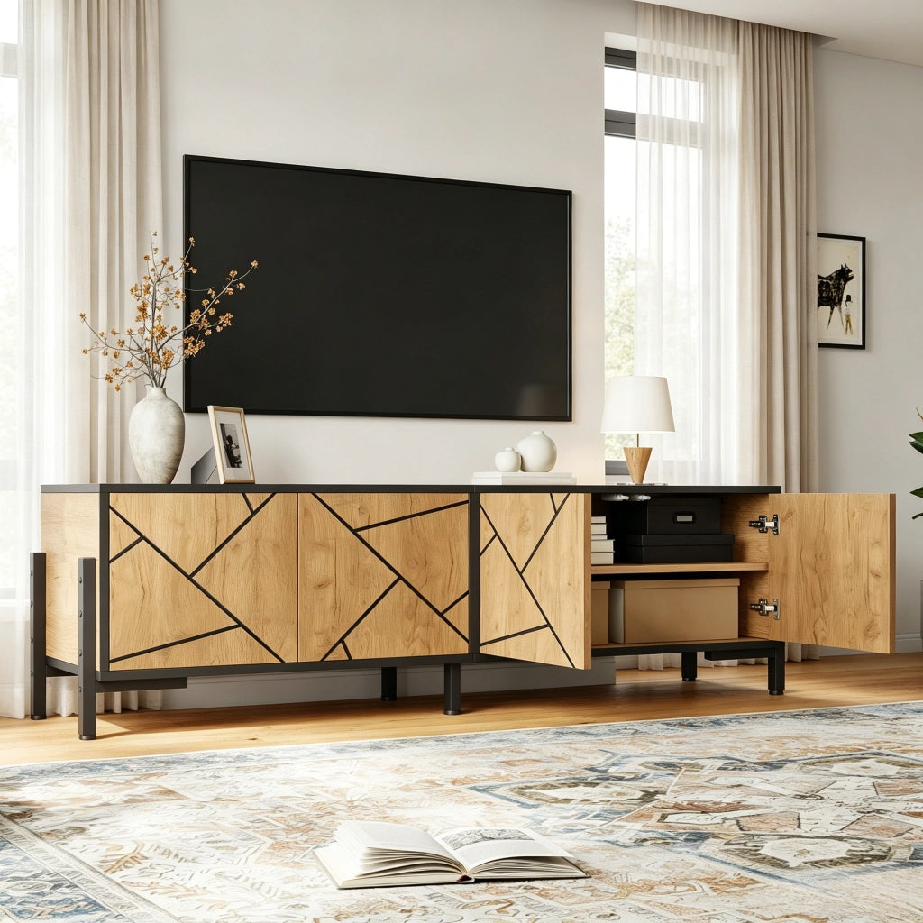 Cassettiera TV naturale in MDF lunghezza 153 cm