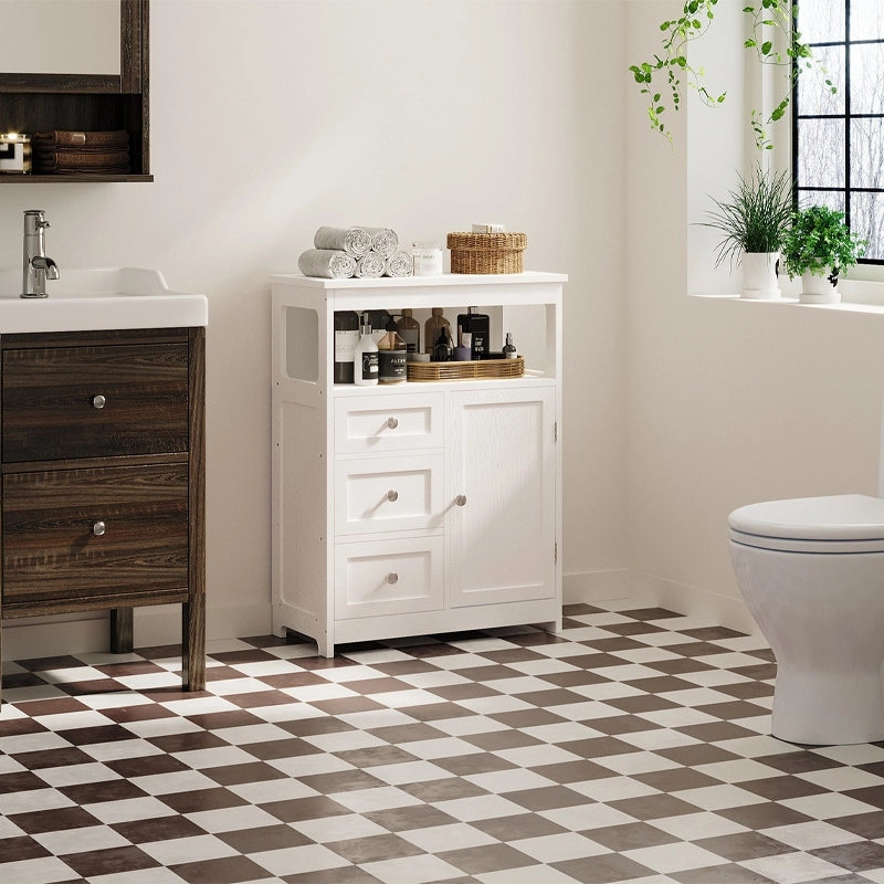 MOBILE DA BAGNO CON 3 CASSETTI – BIANCO, DA APPOGGIO, STILE LOFT