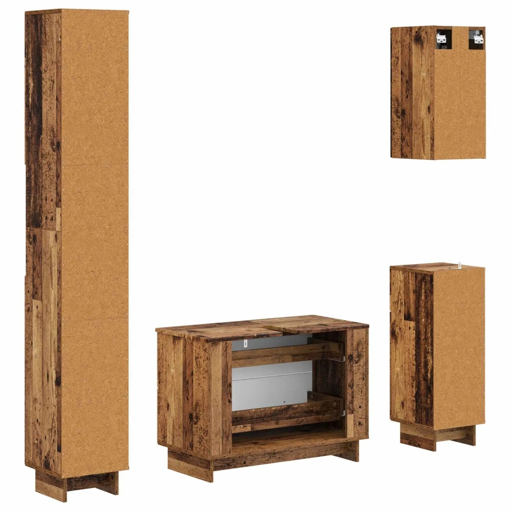 Set di Mobili da Bagno da 4 Pezzi EDE Legno antico 3417907
