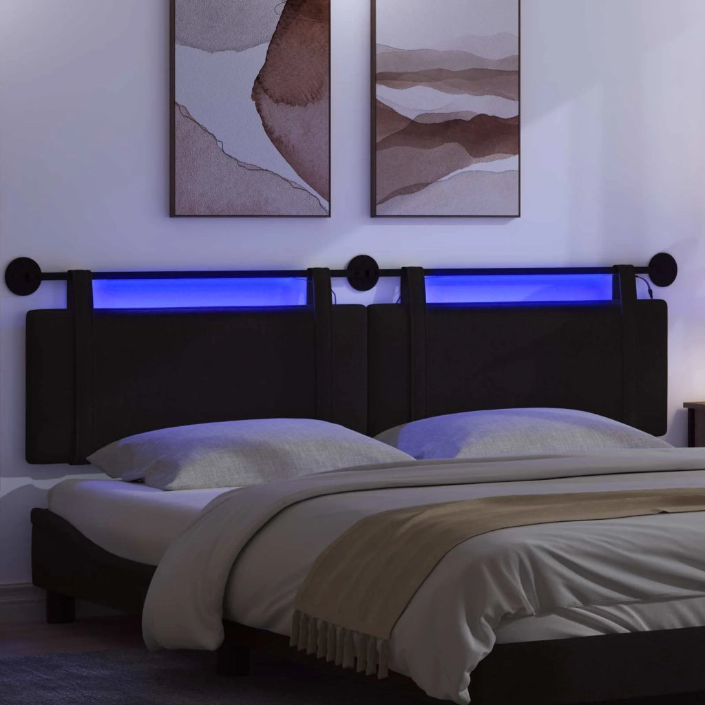 Testiera sospesa Con luce LED Nero Tessuto 3424029
