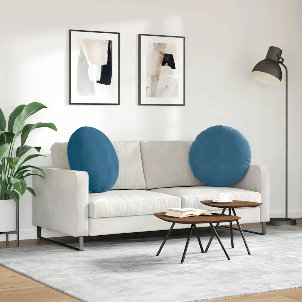 Cuscini per Seduta 2 pcs Blu Ø60 x 21 cm Velluto 42014210