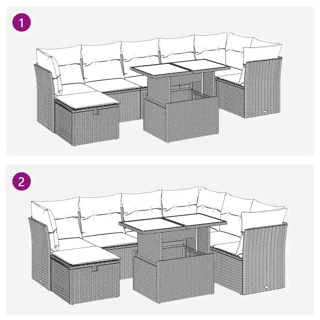 Set Divani da Giardino con Cuscini 8 pz Nero in Polyrattan 3327785